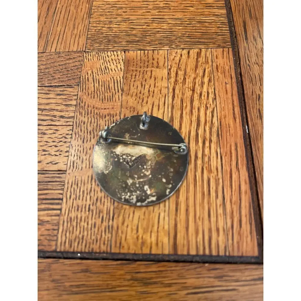 Vintage stamped 925 sterling silver Aztec Calendar pin/pendant